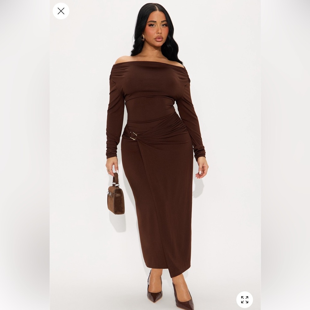 Fashion Nova Chocolate Brown Maxi Dress